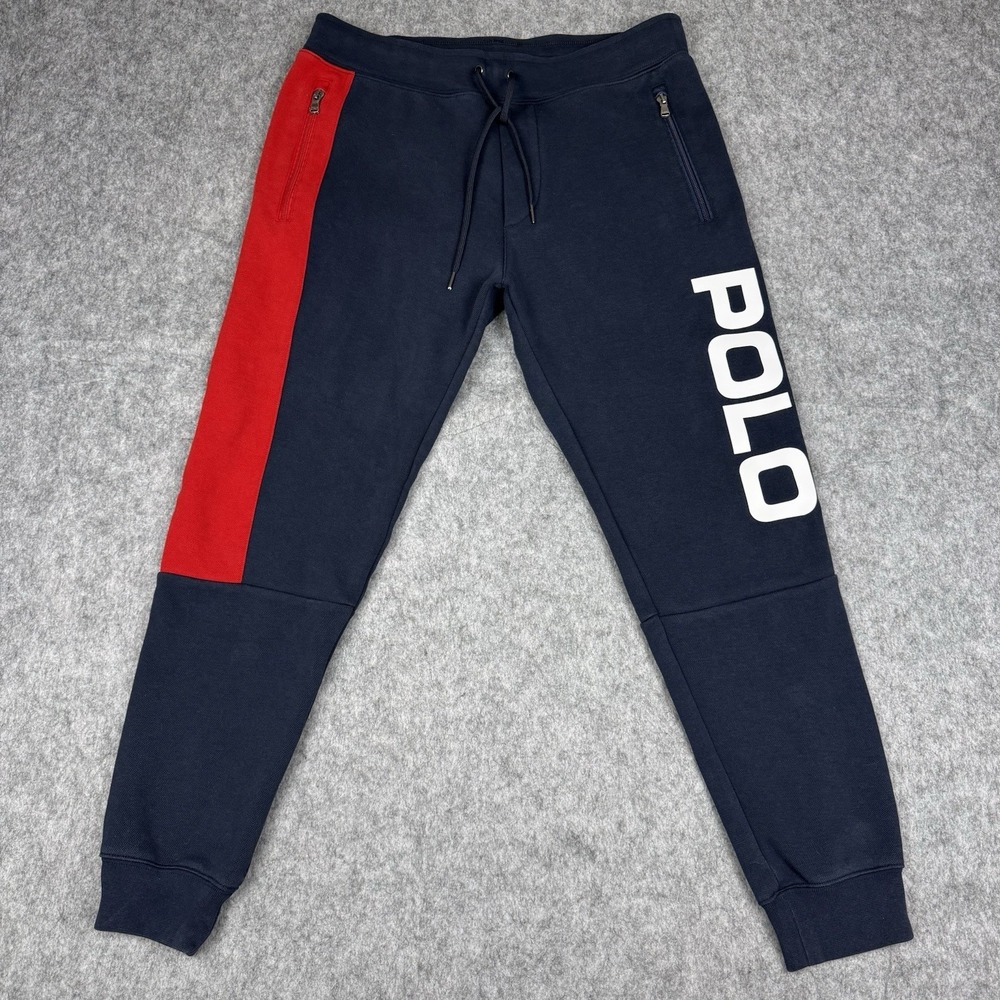 Polo Ralph Lauren Performance Joggers Mens S Double Knit Preppy Casual Navy Blue - Picture 1 of 11